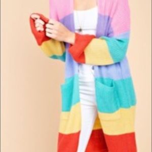 Main Strip Rainbow open-front cardigan duster